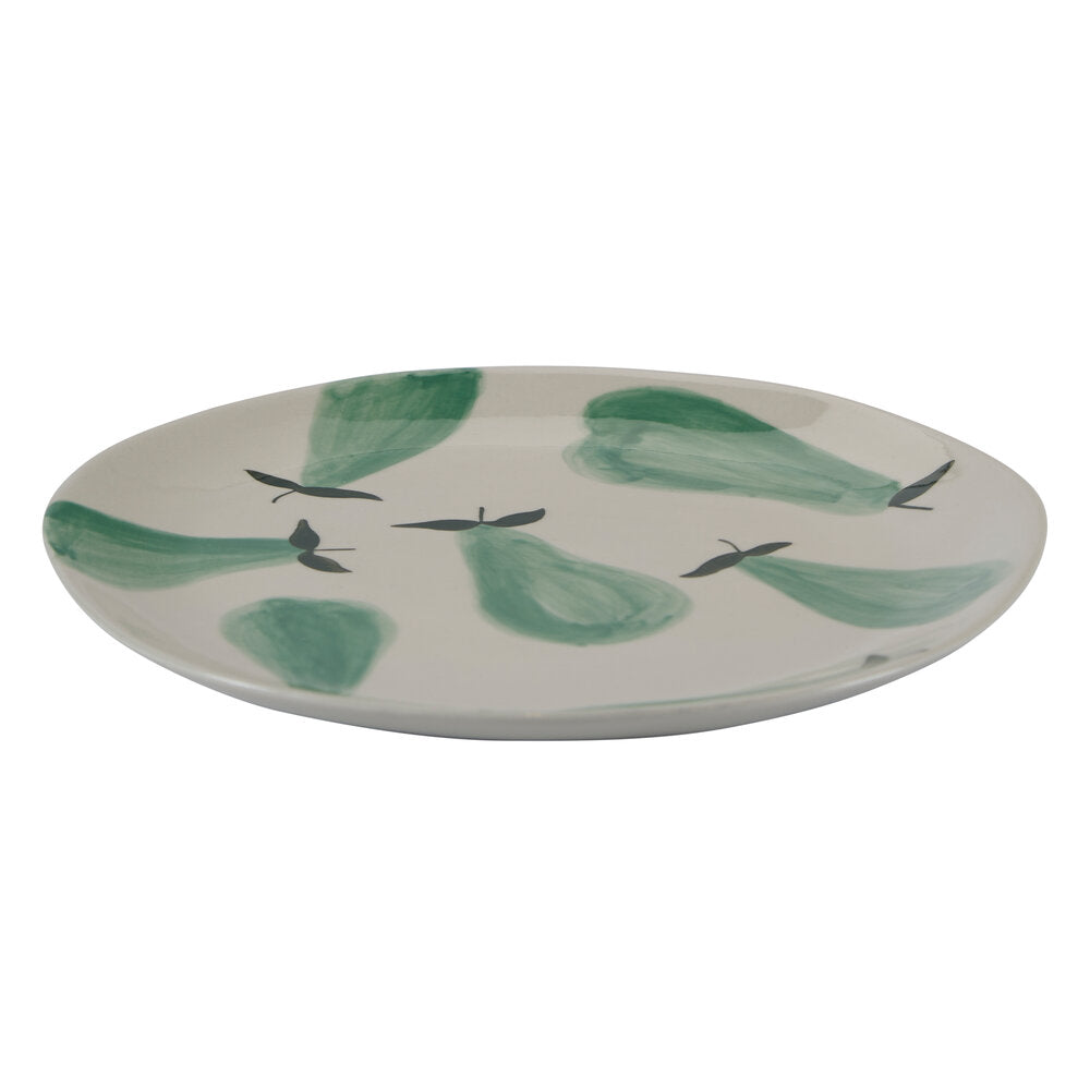 Fruit pærer tallerken, hvid/grøn - Ø20 cm